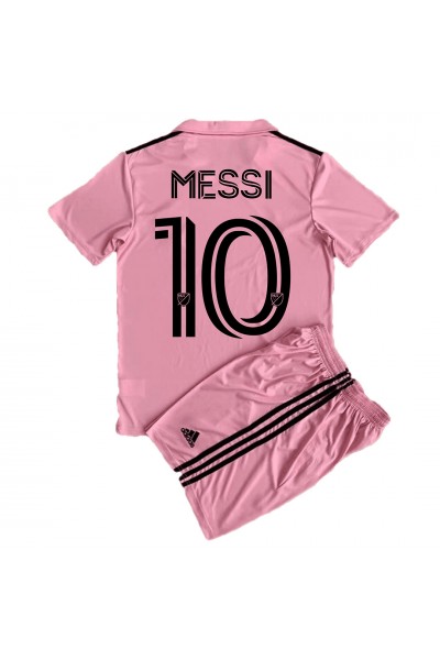 Inter Miami Lionel Messi #10 Jalkapallovaatteet Lasten Kotipeliasu 2023-24 Lyhythihainen (+ Lyhyet housut)